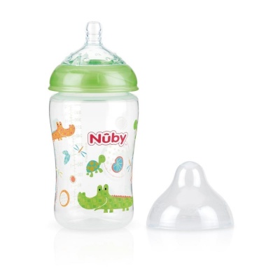 Nuby Green Anti-Colic Wide Neck Bottle 3months+ 360ml RRP £7.99 CLEARANCE XL £2.99